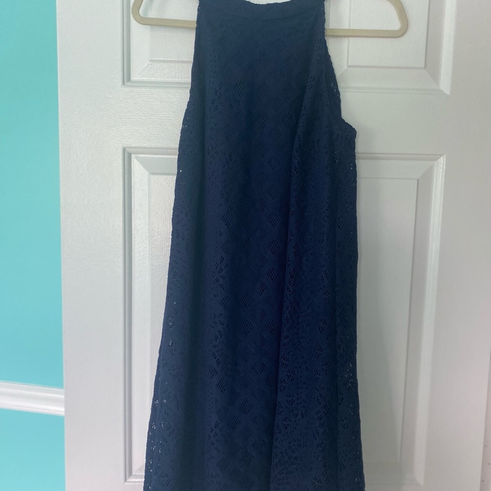 Lilly Pulitzer High Neck Navy Blue Lace Dress